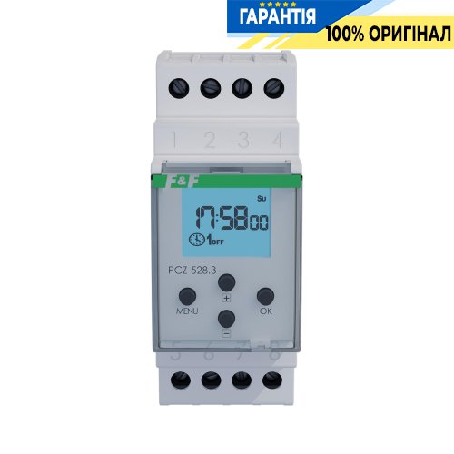 Таймер програмований універсальний 1×NO/NC 16А 24-264V AC/DC F&F PCZ-528.4