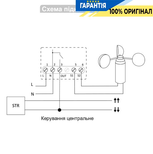 Датчик вітру F&F STR-W, накладний монтаж, 100-265В, IP65