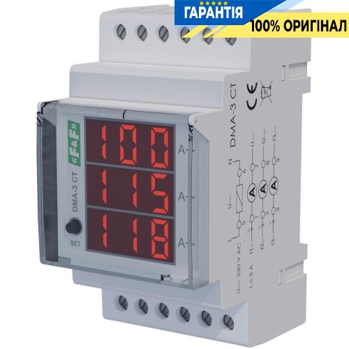 Цифровой трехфазный индикатор тока F&F DMA-3-CT для контроля электрических цепей