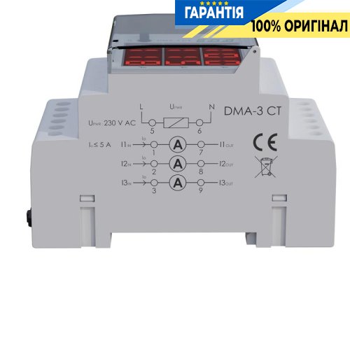 Цифровой трехфазный индикатор тока F&F DMA-3-CT для контроля электрических цепей