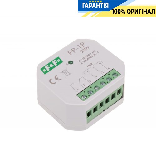 Електромагнітне реле F&F PP-1P-230V для монтажної коробки Ø60, 1NO/NC 16А, 100-265V AC