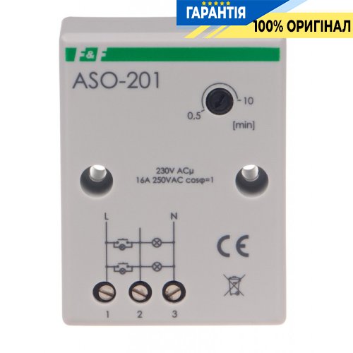 Лестничное реле ASO-201 F&F накладное 1НВ 230В 10А с задержкой 0,5-10 мин