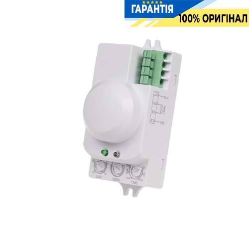 Датчик руху мікрохвильовий F&F DRM-01, 360°, 180-253В AC, 5А, IP20, накладний, білий