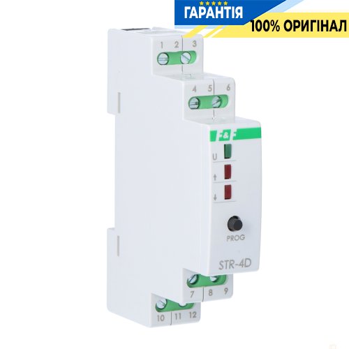 Реле управления роллетами STR-4D F&F, двухкнопочное, DIN 9-30VDC, 6A, время 1с-15мин