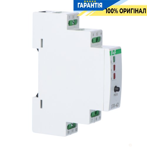 Реле управления роллетами STR-4D F&F, двухкнопочное, DIN 9-30VDC, 6A, время 1с-15мин