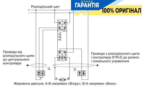 Реле управления роллетами STR-4D F&F, двухкнопочное, DIN 9-30VDC, 6A, время 1с-15мин