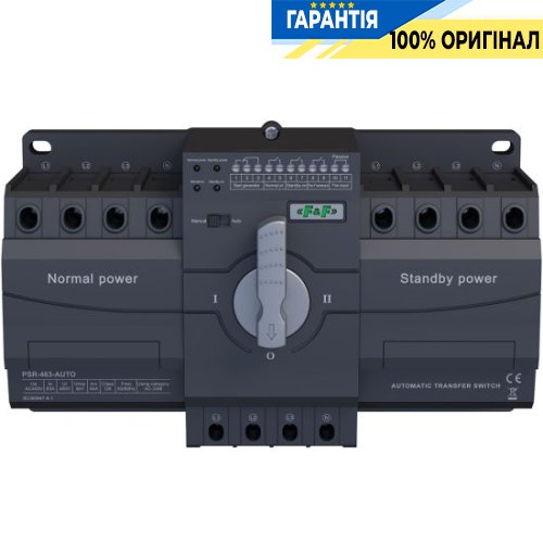 Автоматичний перемикач живлення 4P 3x230/400V 63A F&F PSR-463-AUTO (1-0-2)