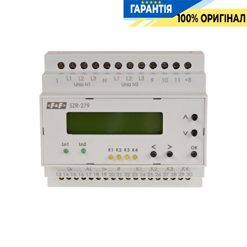 Контроллер АВР F&F SZR-279 3P+N 3ПК+1НО 50-350В AC 8А для ввода резервного питания