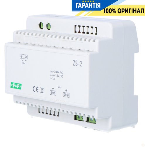 Блок живлення трансформаторний F&F ZS-2 DIN 230VAC/12VDC 1A стабілізований 12Вт