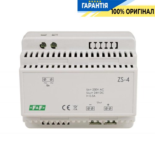 Блок питания трансформаторный F&F ZS-4 DIN 230VAC/24VDC 0,5A стабилизированный 12Вт