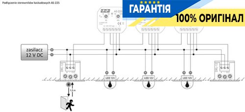 Лазерний датчик руху для сходів F&F DRL-12, монтаж ø35 мм, 12-24VDC, 50Вт, IP40, сірий