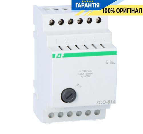 Регулятор яскравості SCO-814 F&F DIN 1000Вт 230V/AC з запам'ятовуванням рівня
