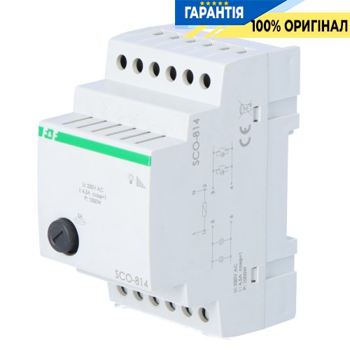 Регулятор яскравості SCO-814 F&F DIN 1000Вт 230V/AC з запам'ятовуванням рівня