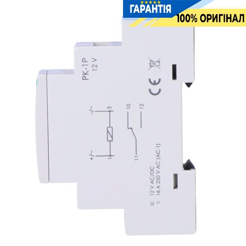 Электромагнитное реле F&F PK-1P-12V 1xNO/NC 16А 12V AC/DC для DIN-рейки
