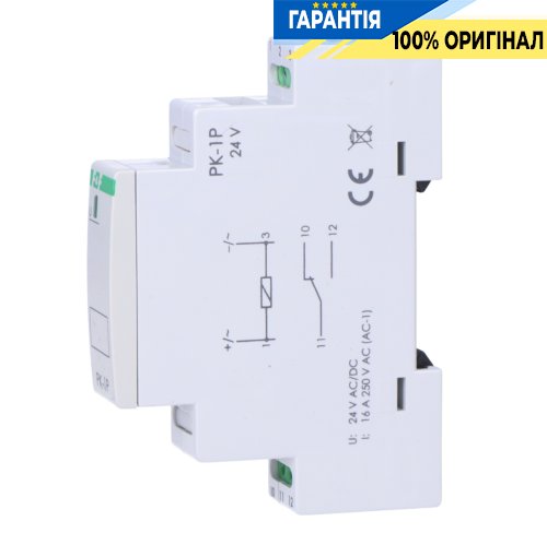 Електромагнітне реле F&F PK-1P-24V 1xNO/NC 16А 24V AC/DC на DIN-рейку