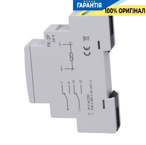 Електромагнітне реле F&F PK-2P-24V 2xNO/NC 16А 24V AC/DC на DIN-рейку