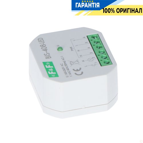 Бістабільне реле F&F BIS-408LED, 1xNO 16А 230В з захистом від пускового струму