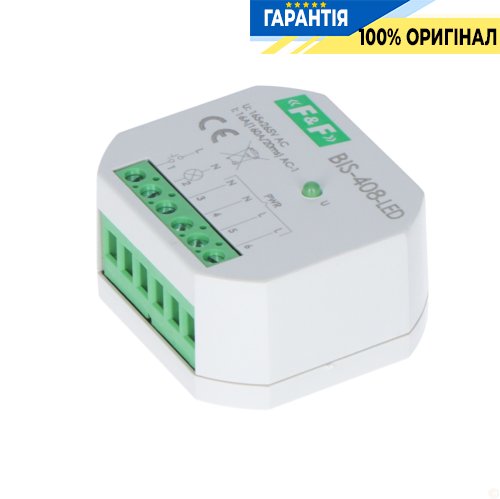 Бістабільне реле F&F BIS-408LED, 1xNO 16А 230В з захистом від пускового струму