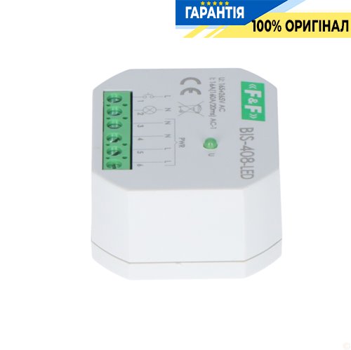 Бістабільне реле F&F BIS-408LED, 1xNO 16А 230В з захистом від пускового струму