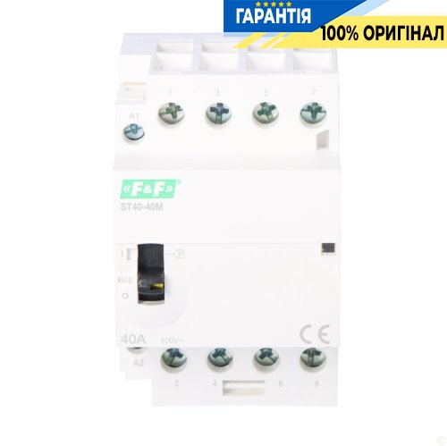 Модульний контактор F&F ST40-40-M, 4NO, 40А, 230В, DIN-рейка