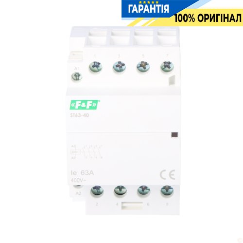 Контактор модульный F&F ST63-40, 4NO, 63A/230V, DIN-рейка