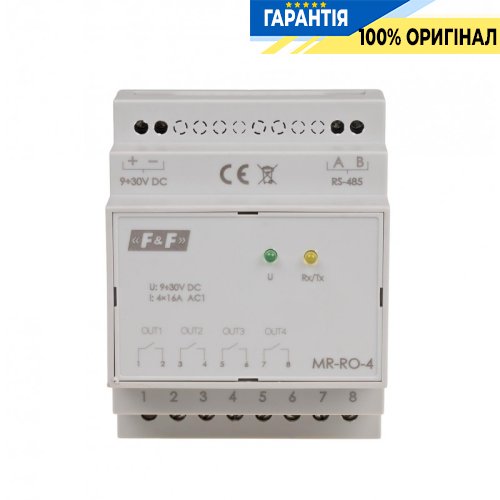 Модуль релейних виходів MR-RO-4 з інтерфейсом MODBUS RTU, F&F, артикул MR-RO-4