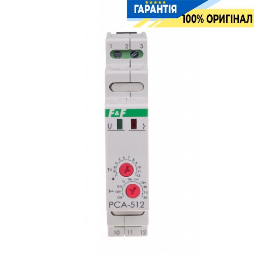 Реле часу PCA-512UNI F&F з затримкою відключення, 1ПК 10А, 12-264V AC/DC, монтаж на DIN-рейку