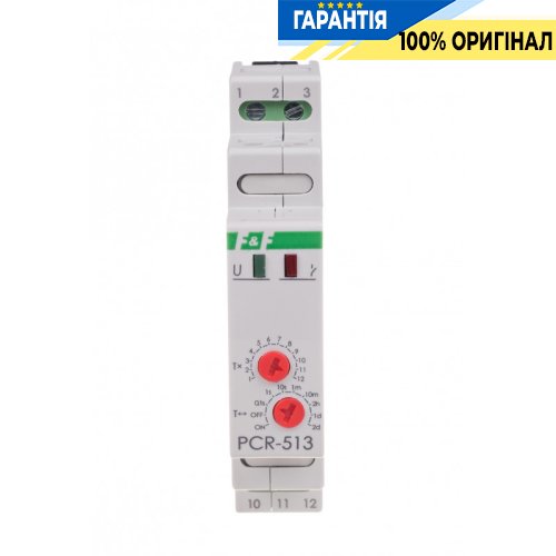 Реле часу PCA-513UNI F&F з затримкою включення, 1ПК 10А, 12-264V AC/DC, монтаж на DIN-рейку