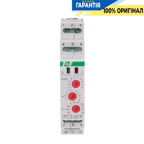 Реле времени F&F PCS-519DUO многофункциональное, 2NO/NC, 8А, 230V/AC, 24V/ACDC, DIN