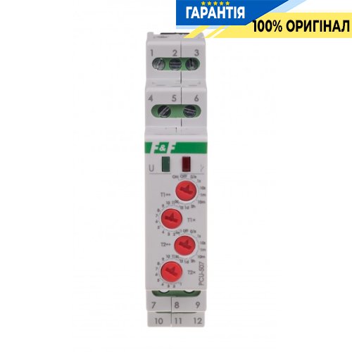Реле часу циклічне PCU-507 F&F, 2 перемикаючі контакти, 8А, 230V AC, монтаж на DIN-рейку