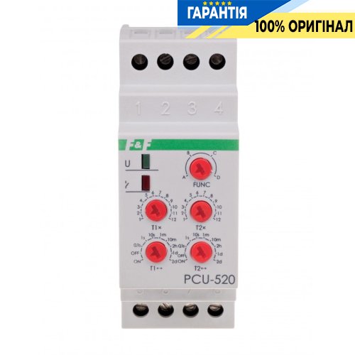 Реле часу F&F PCU-520 багатофункціональне подвійне 2ПК 10А 230V/AC DIN