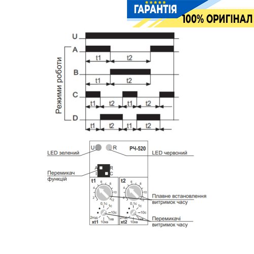 Реле часу F&F PCU-520 багатофункціональне подвійне 2ПК 10А 230V/AC DIN