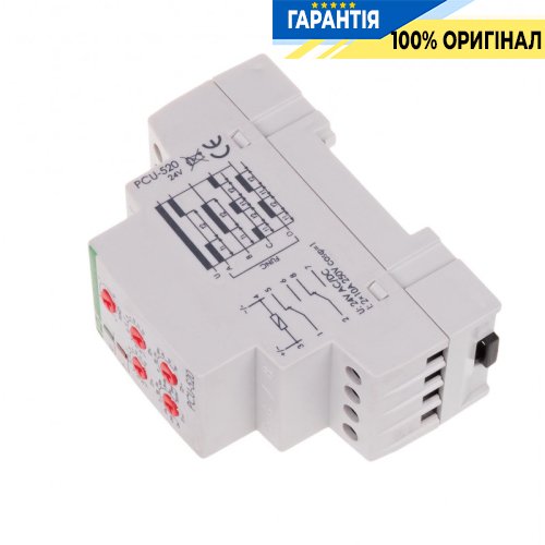Реле часу F&F PCU-520-24V багатофункціональне подвійне 2ПК 8А 24V AC/DC для DIN-рейки
