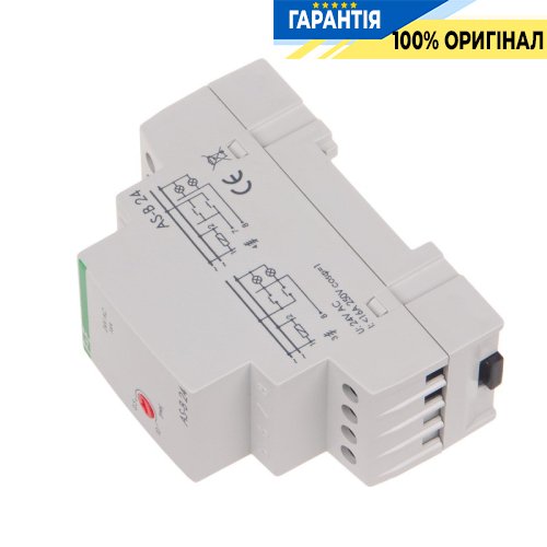 Реле сходове F&F AS-B24, 2 модулі, DIN-рейка, 1НО, 24V AC/DC, 16А, затримка 0,5-10 хв