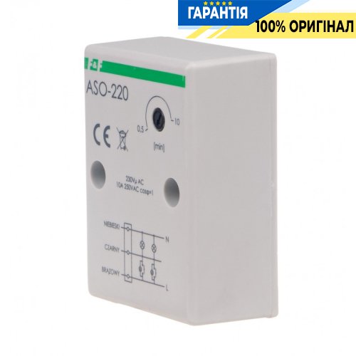 Реле лестничное F&F ASO-220, 1НО, 230В, 10А, задержка 0,5-10 мин