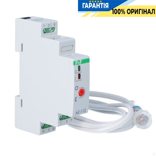 Сумеречне реле AZ-112-24V F&F DIN 24V AC/DC 1НО 16А 2-1000Lx для автоматичного ввімкнення освітлення