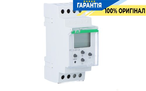 Таймер програмований F&F PCZ-521.3 DIN 24-264В AC/DC 1ПК 16А тижневий одноканальний з NFC