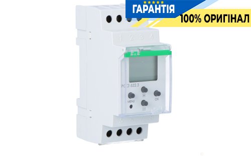Таймер програмований F&F PCZ-522.3 тижневий двоканальний 16А 24-264В AC/DC з NFC, DIN