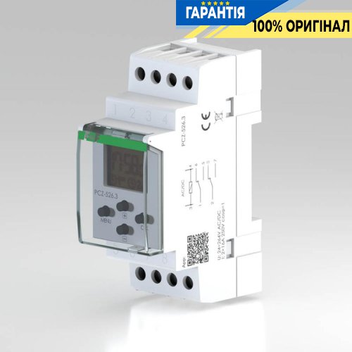 Таймер програмований F&F PCZ-526.3 DIN 24-264В AC/DC 2 канали 16А астрономічний, NFC