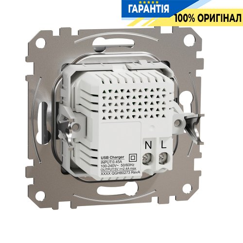 USB розетка тип A+C 2,4A Schneider Electric «Sedna Design» SDD113402 (цвет - алюминий)