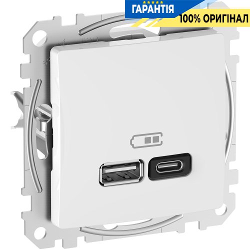 USB розетка тип A+C (45 Вт) Schneider Electric «Sedna Design» SDD111404 (цвет - белый)