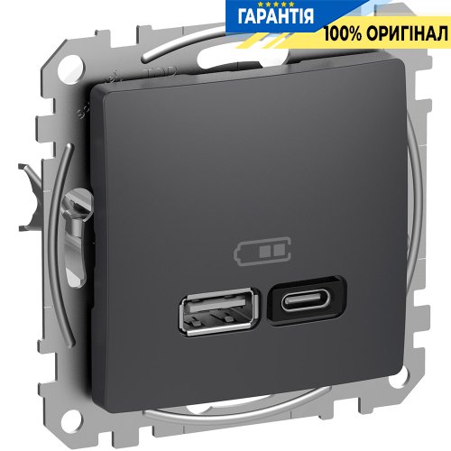 USB розетка тип A+C (45 Вт) Schneider Electric Sedna Design SDD114404 (колір - чорний)