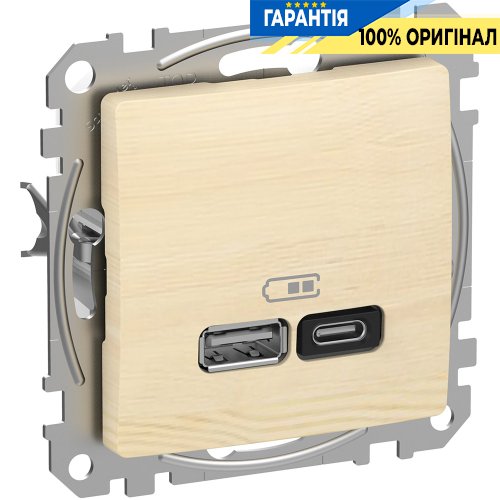 USB розетка тип A+C (45 Вт) Schneider Electric Sedna Elements SDD180404 (колір - береза)