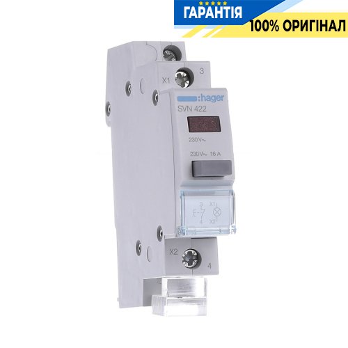 Кнопка керування Hager SVN422 без фіксації 1н.з з індикацією, артикул SVN422