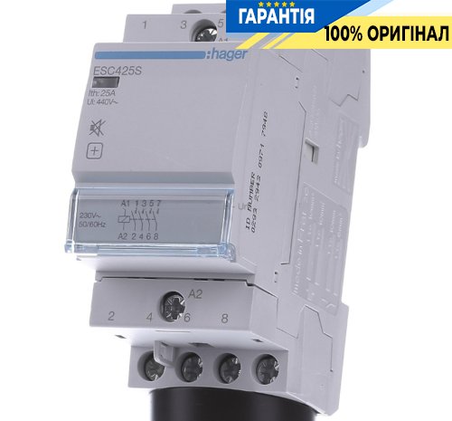 Контактор силовой Hager ESC425 230В 25А 4Н.О для управления нагрузками