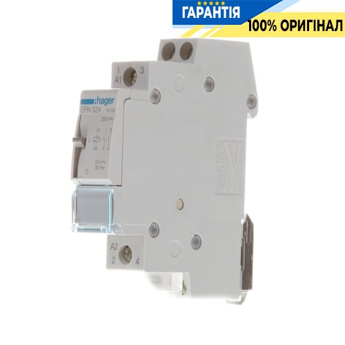 Импульсное реле Hager EPN524, 2 нормально открытых контакта, 16А, управление 24V~ / 12V DC