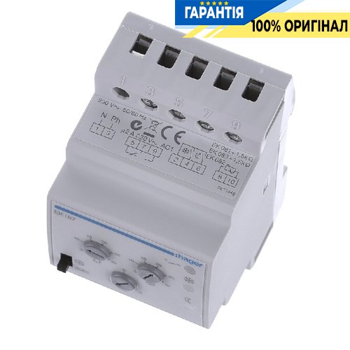 Термостат багатофункціональний Hager EK187, 230В/2А, діапазон +5°C…+30°C, без датчика