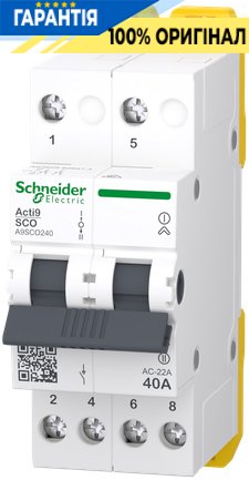Перемикач 3-позиційний (I-0-II) iSSW Acti9, 2 полюси, 40 А, 400/415 В, Schneider Electric A9SCO240