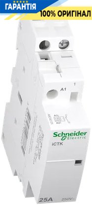 Контактор Schneider Electric 25A 250V 1НО котушка 230-240V AC DIN Acti9 iCTK A9C40125