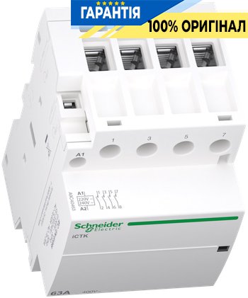 Контактор Schneider Electric 63A 400V 4НО котушка 220-240V AC DIN Acti9 iCTK A9C40463